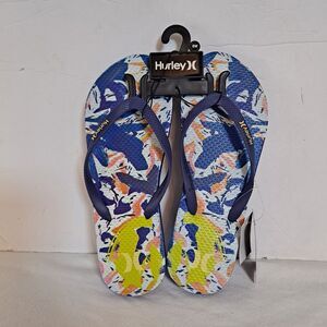 Hurley Water Color Womens Flipflops Size 8M Signal Blue